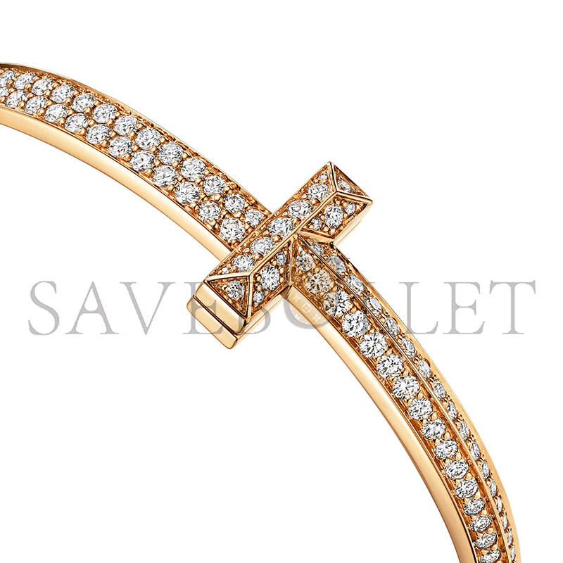 TIFFANY T1 WIDE DIAMOND HINGED BANGLE IN YELLOW GOLD 68127262